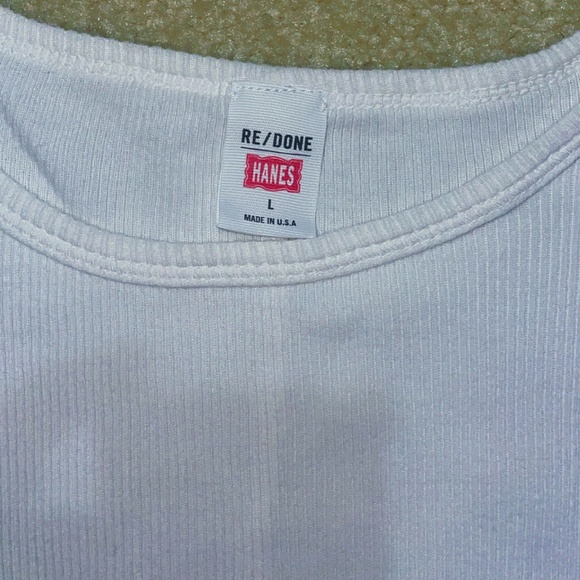 Re/Done Ribbed Cap Sleeve White tee L - Picture 3 of 6